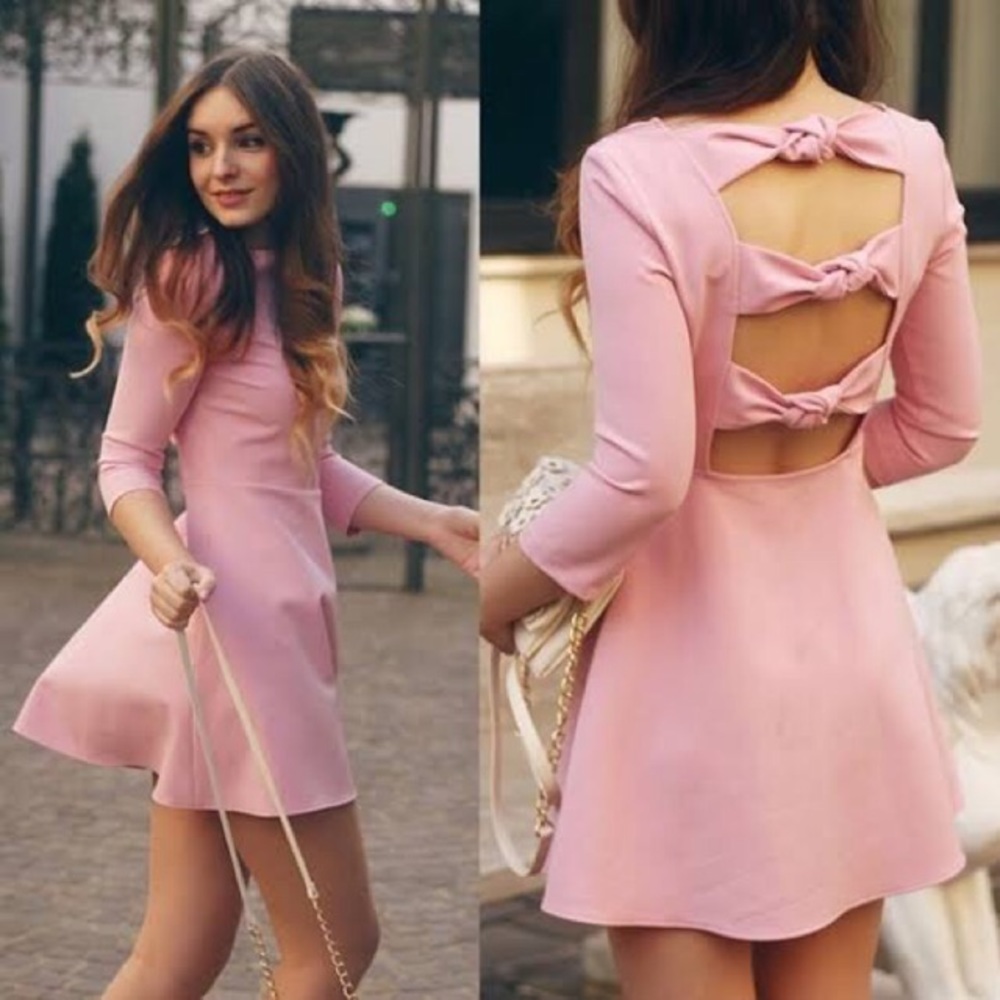 Mint condition Pink Zara dress with ribbons kept LL